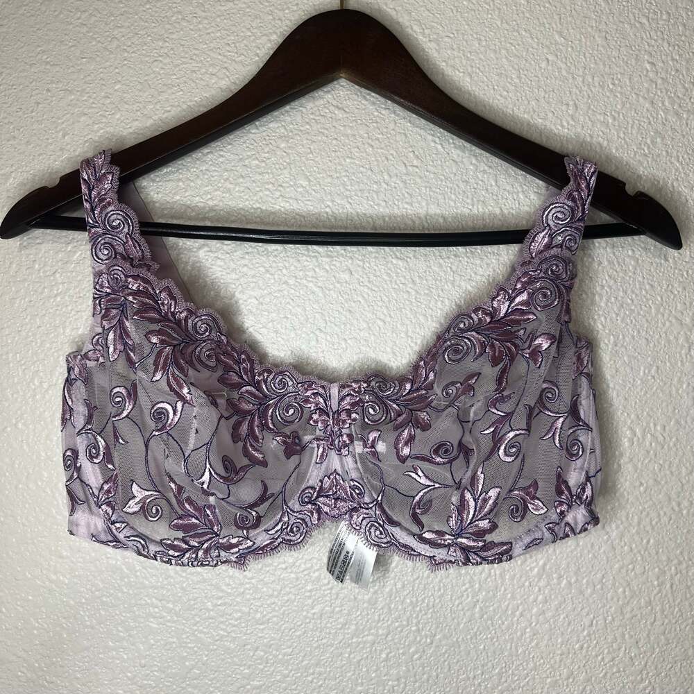 Soma 0319 purple pink Senseous lace sheer unlined underwire bra 38DDD 38F